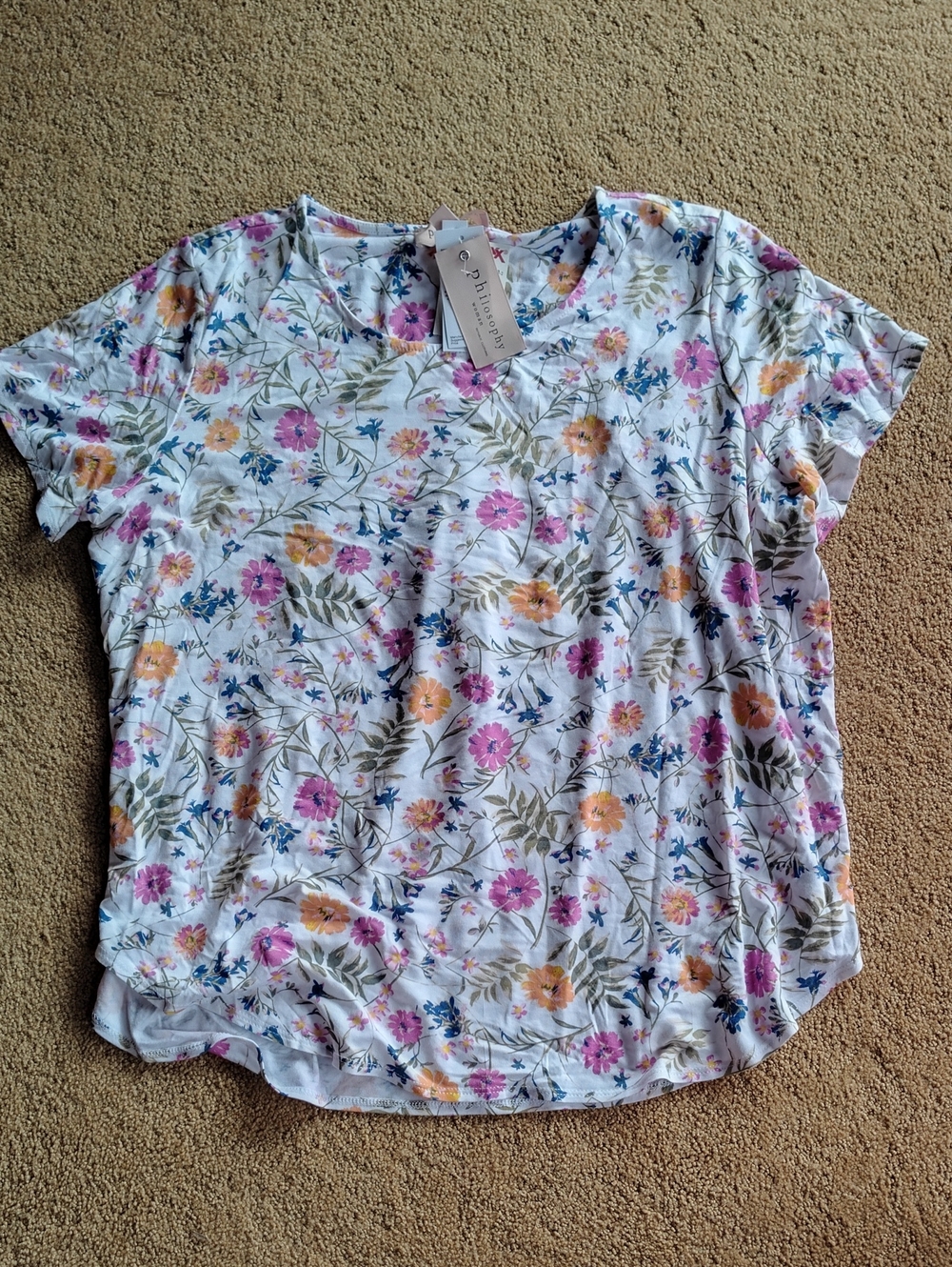 NWTs Philosophy Garden Floral Short-Sleeve Top Size 1X